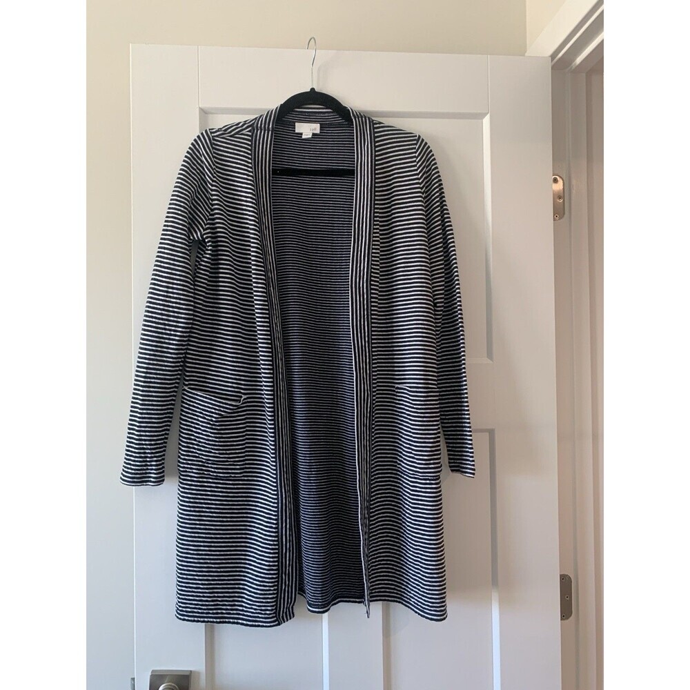 J. JILL‎ Long Sleeve Open Front 100% Cotton  Pocket Women Cardigan Duster XS